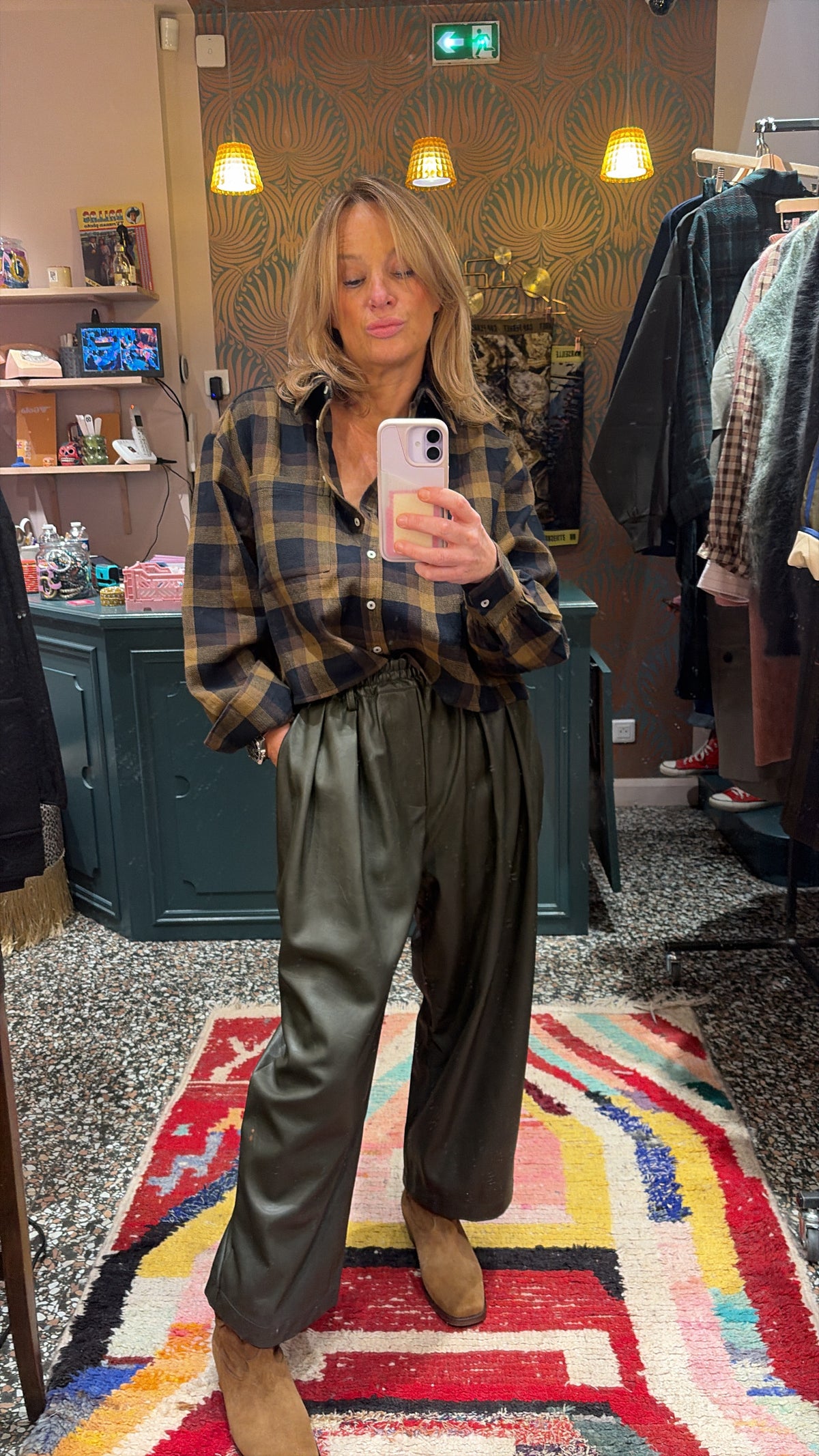Pantalon kick simili cuir kaki Âme Antwerp