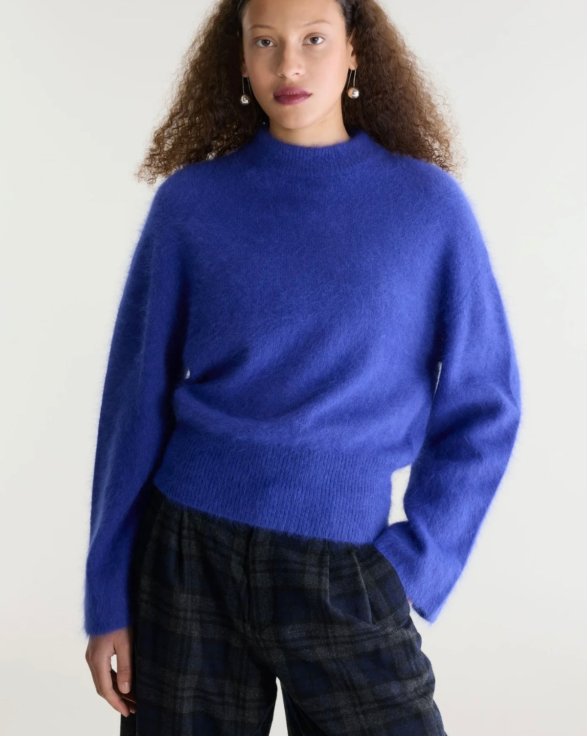 Pull droit en angora mélangé - Bleu – DATEKO Bellerose