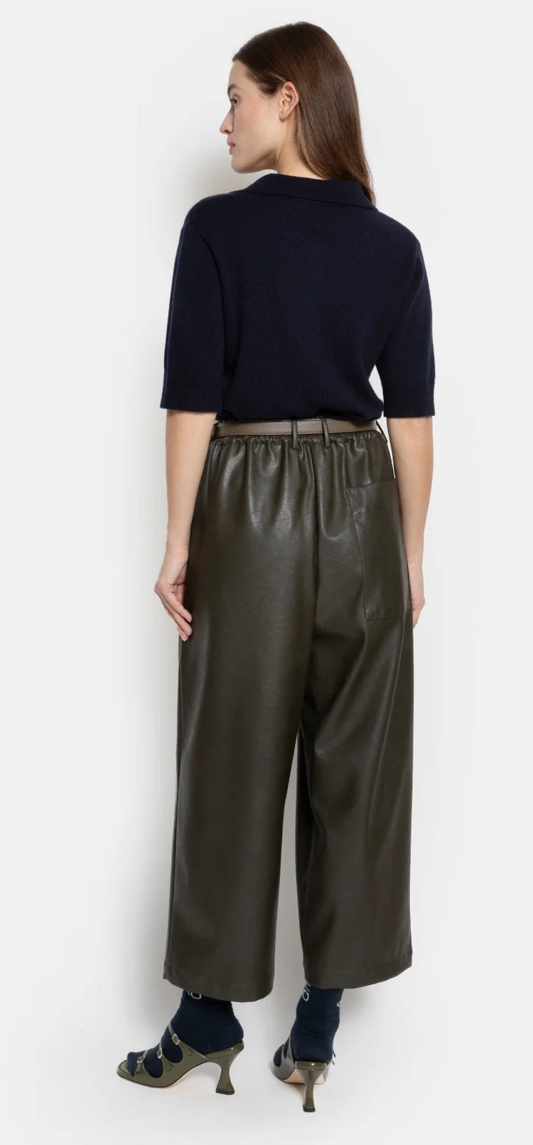 Pantalon kick simili cuir kaki Âme Antwerp