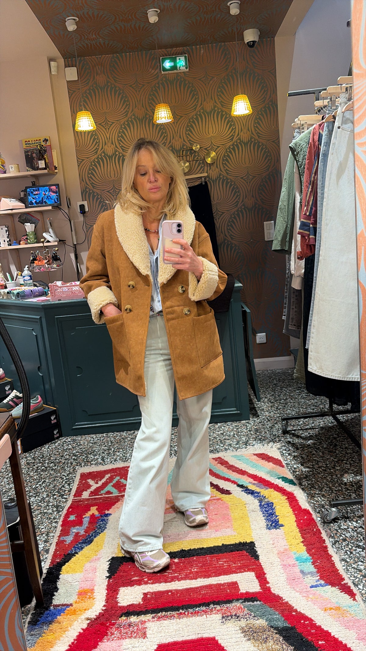 Manteau effet peau lainée Leon and Harper