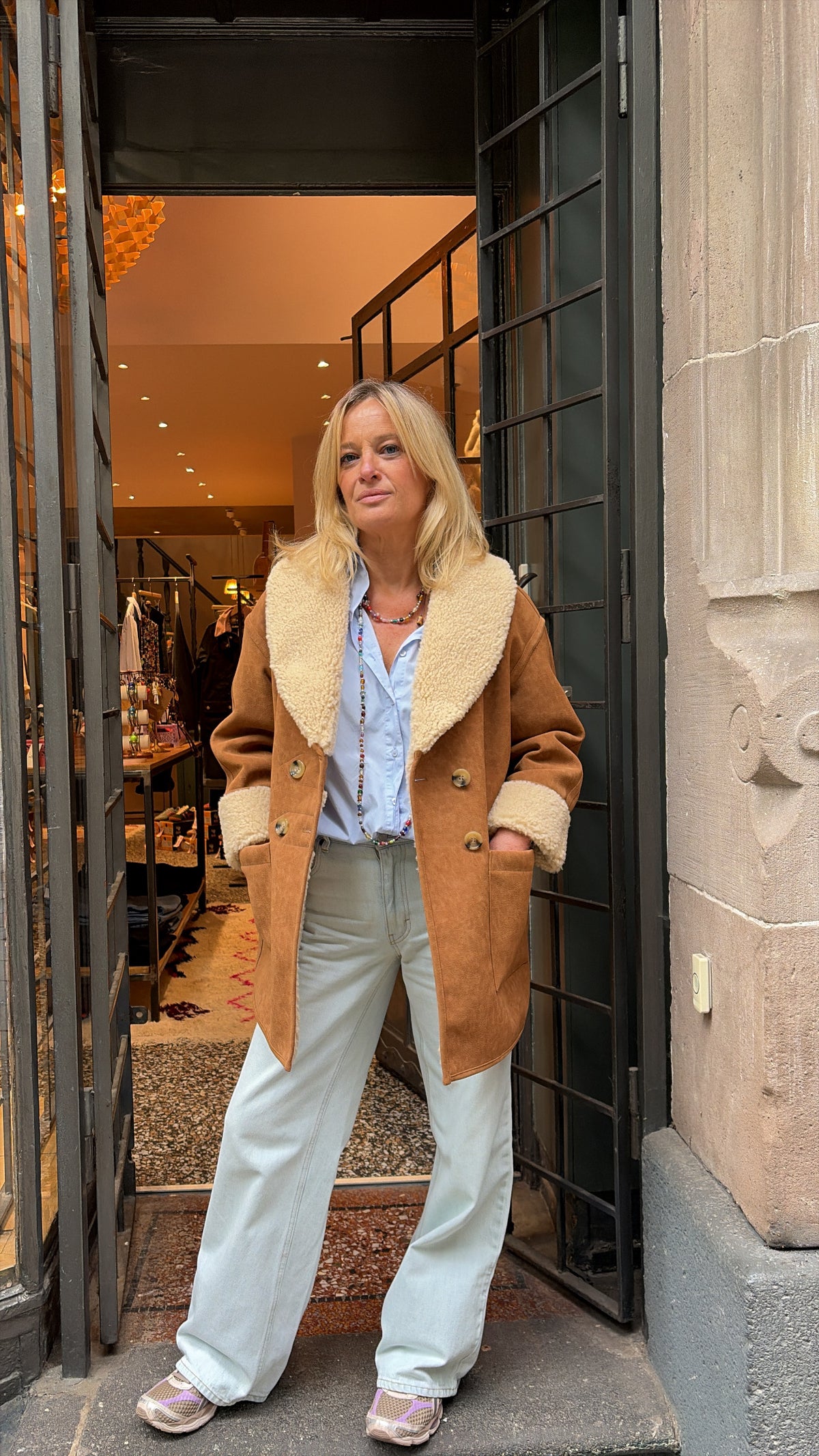 Manteau effet peau lainée Leon and Harper