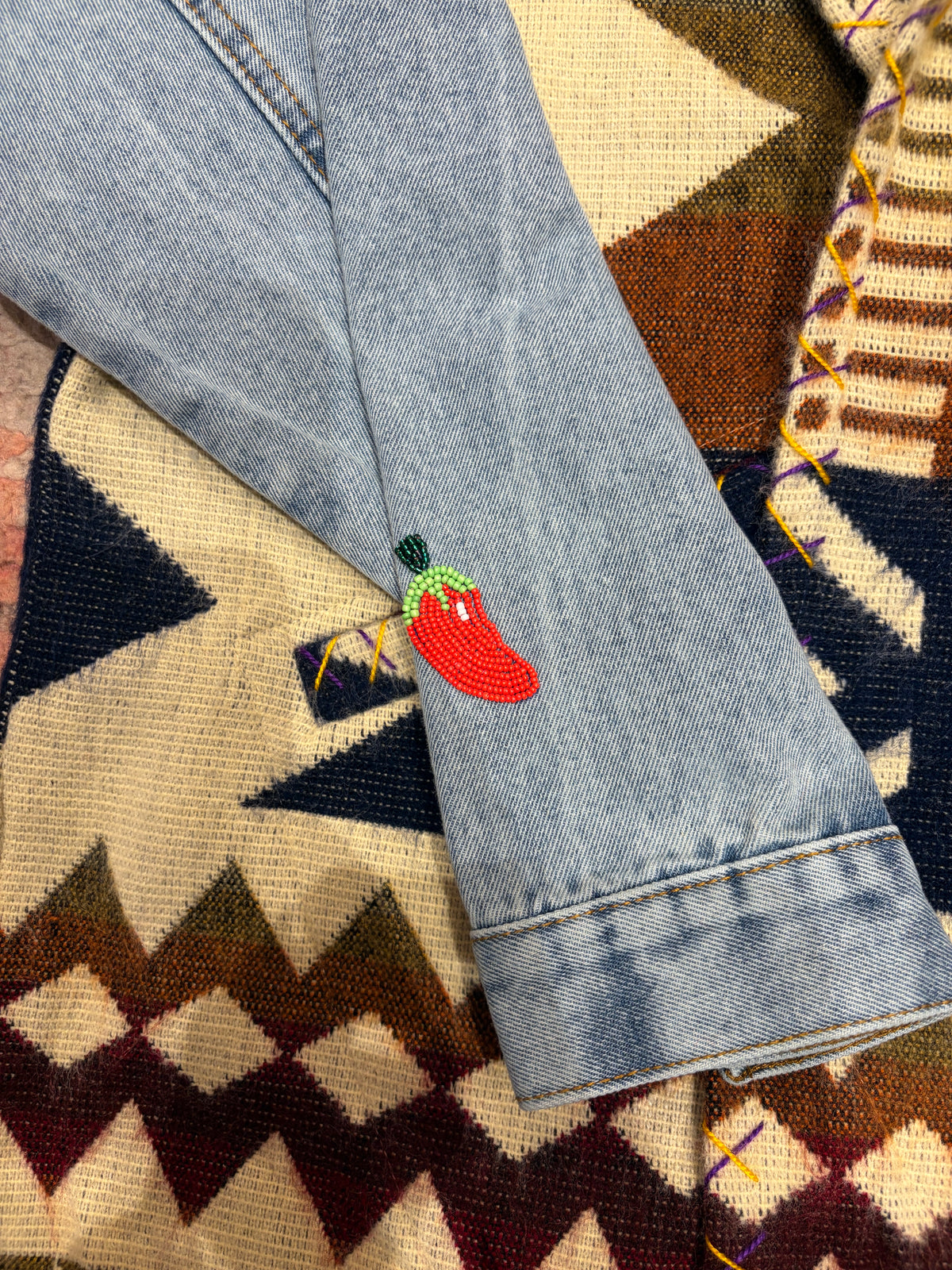 Veste ojos denim Perlas Maison Badigo