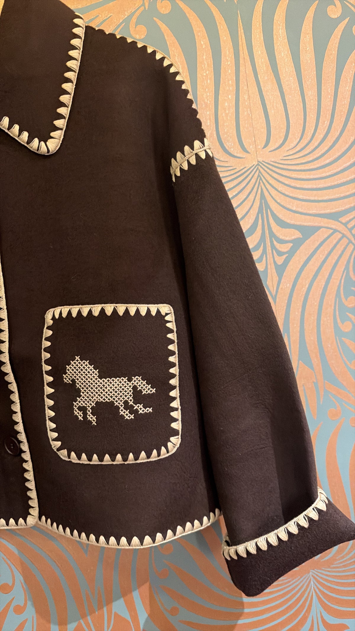 Veste col classique en laine mélangée - Marron