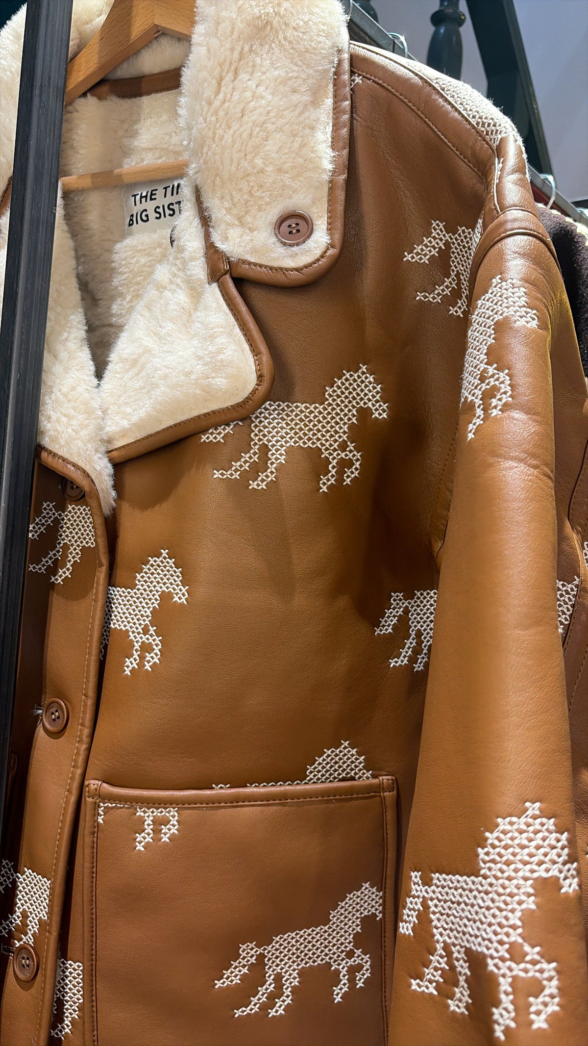The tiny big sister reversible faux fur coat horses