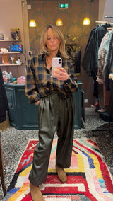Pantalon kick simili cuir kaki Âme Antwerp