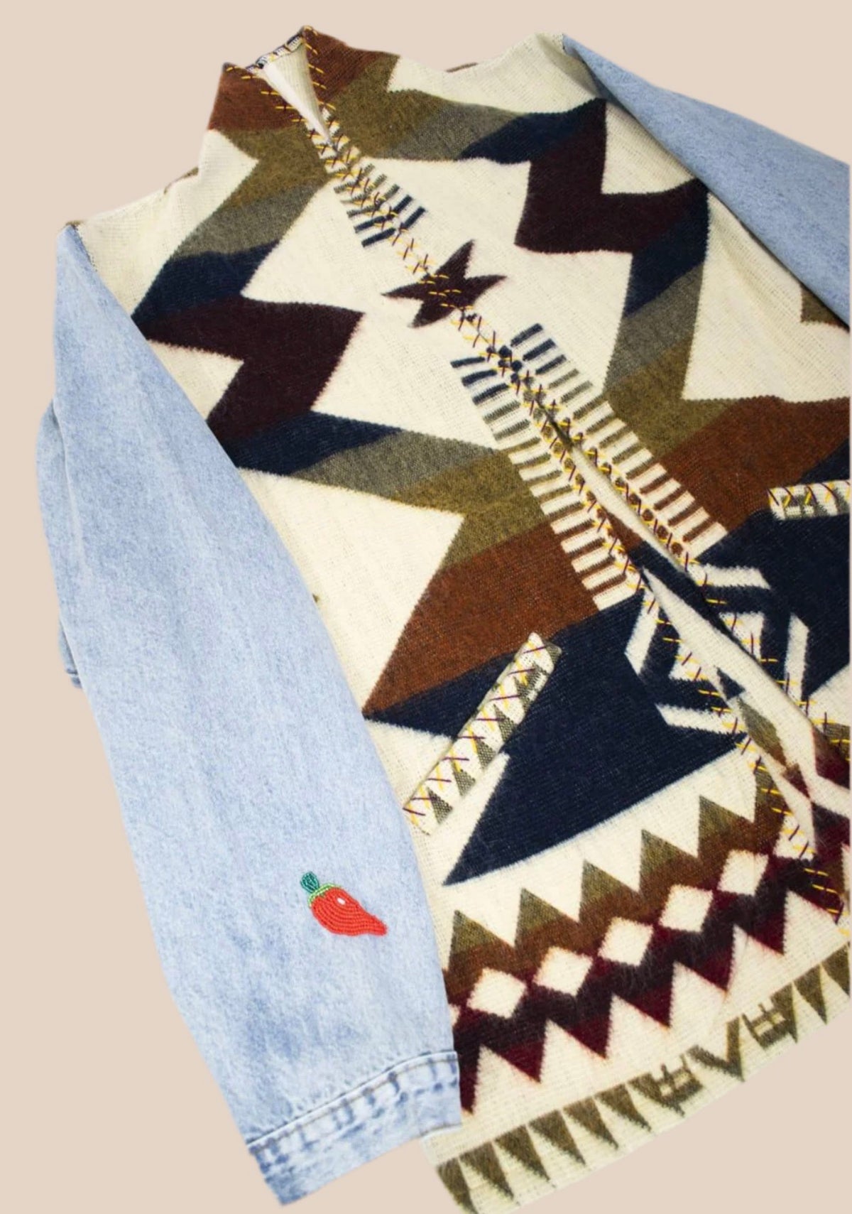 Veste ojos denim Perlas Maison Badigo