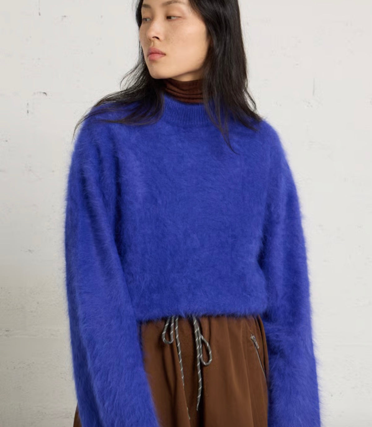 Pull droit en angora mélangé - Bleu – DATEKO Bellerose