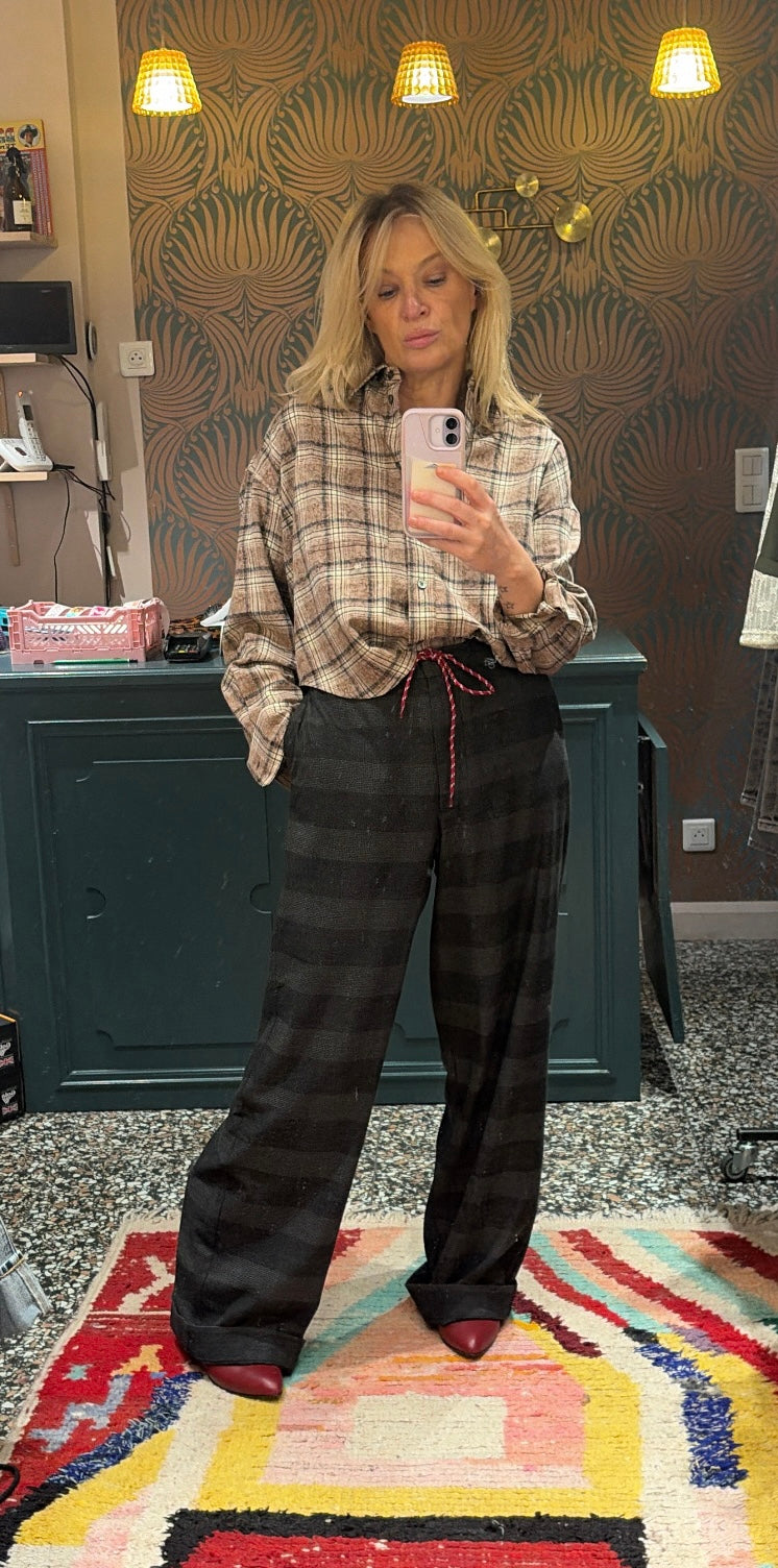 Pantalon droit à carreaux Solene Bellerose