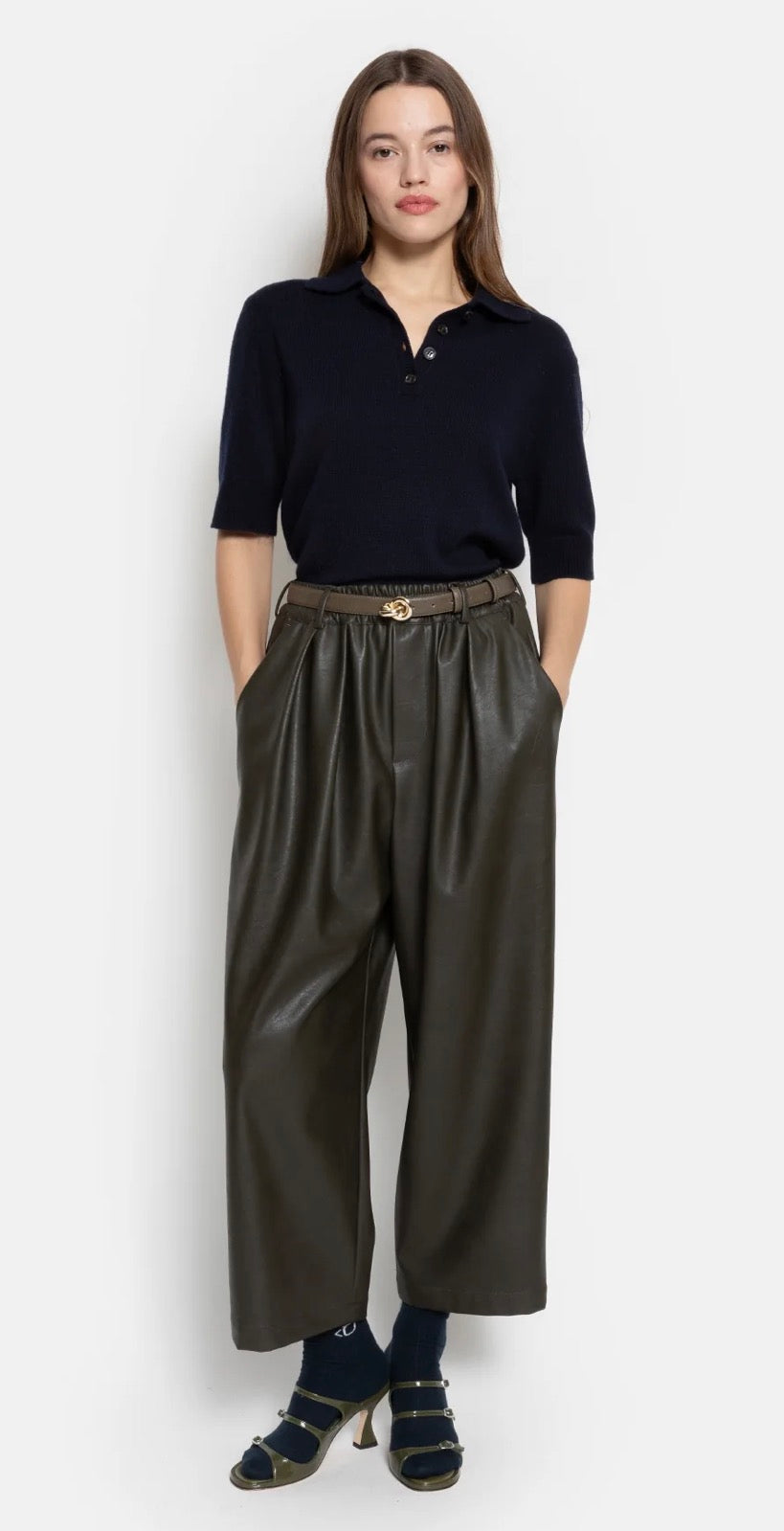 Pantalon kick simili cuir kaki Âme Antwerp