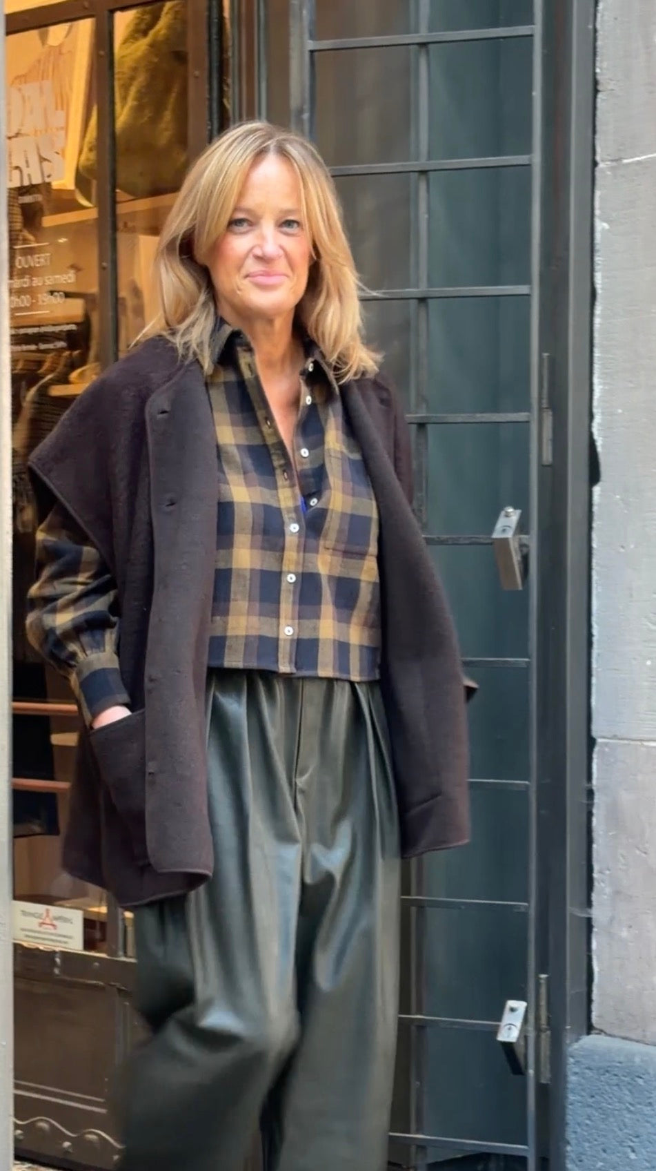 Veste oversize en laine Ines | Marron Âme Antwerp