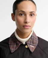 Veste icons tartan collar modern Beadnell marron Wax Barbour