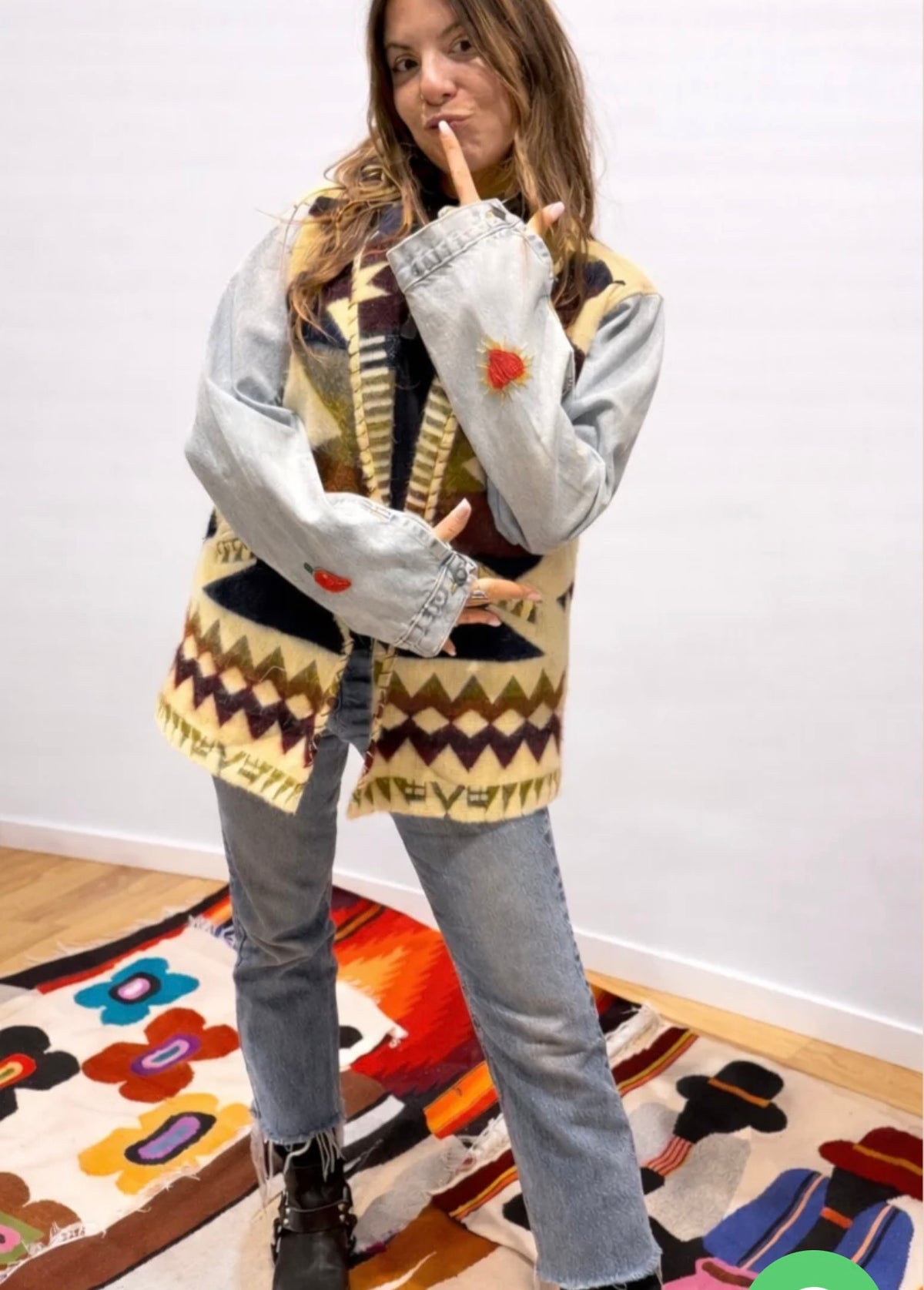 Veste ojos denim Perlas Maison Badigo