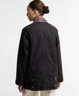 Veste icons tartan collar modern Beadnell marron Wax Barbour