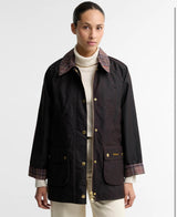 Veste icons tartan collar modern Beadnell marron Wax Barbour