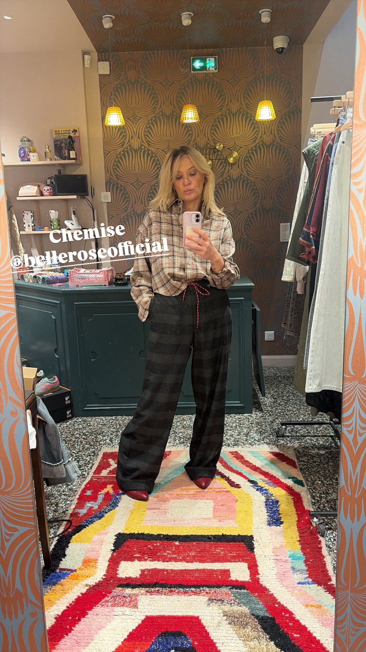 Pantalon droit à carreaux Solene Bellerose