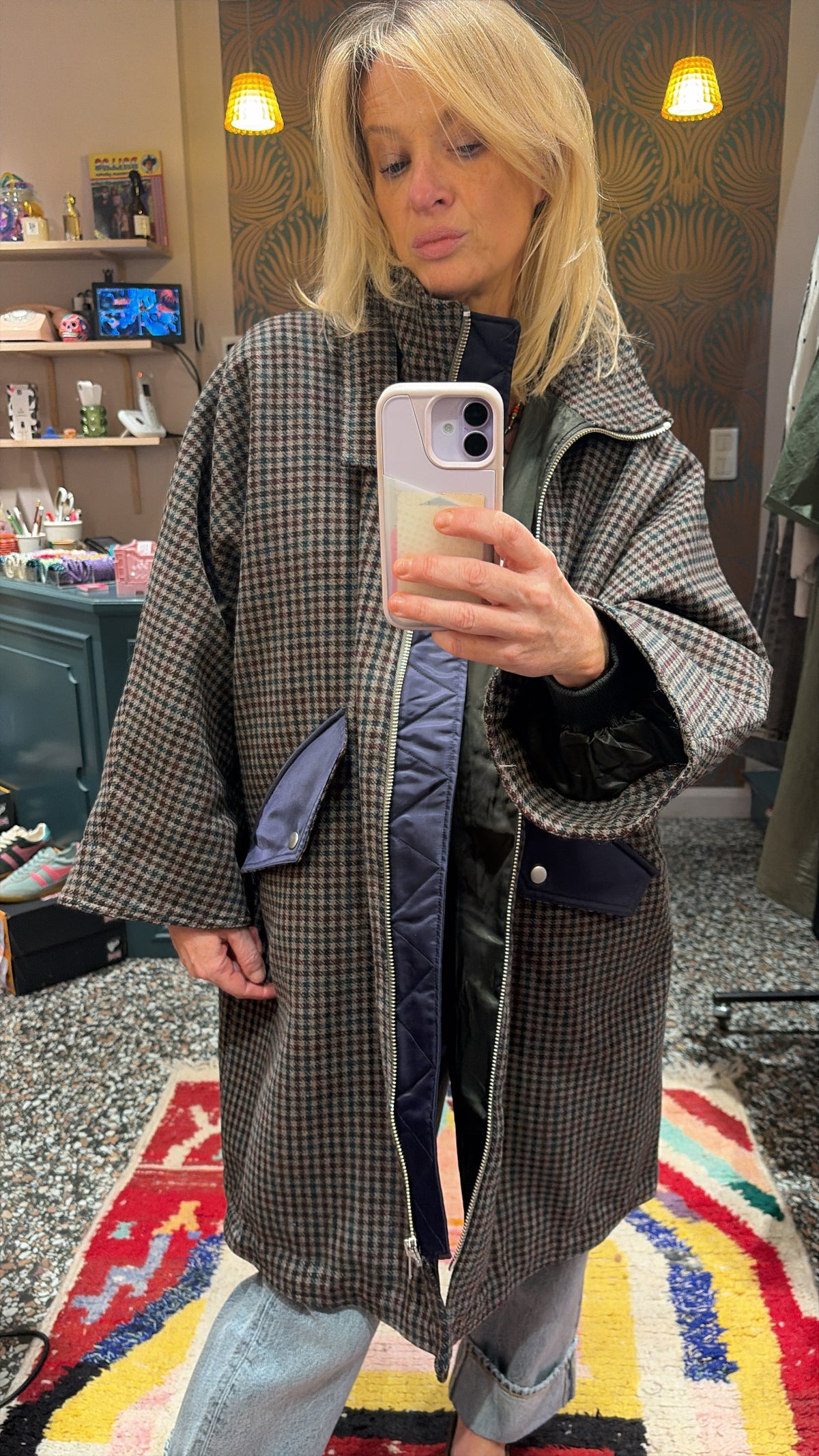 Manteau à carreaux Juny
