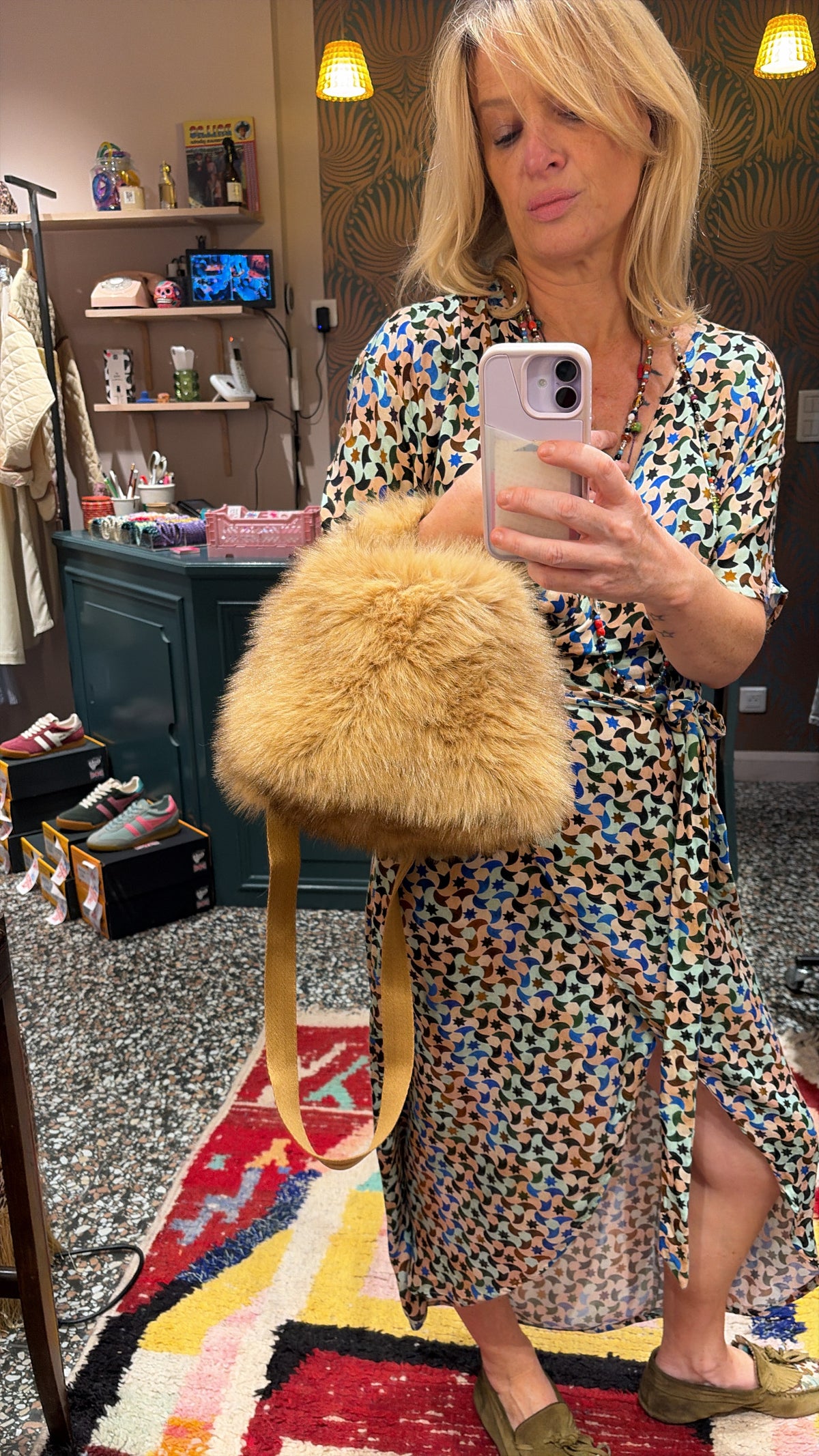 Sac à main en fausse fourrure Hochet Bellerose