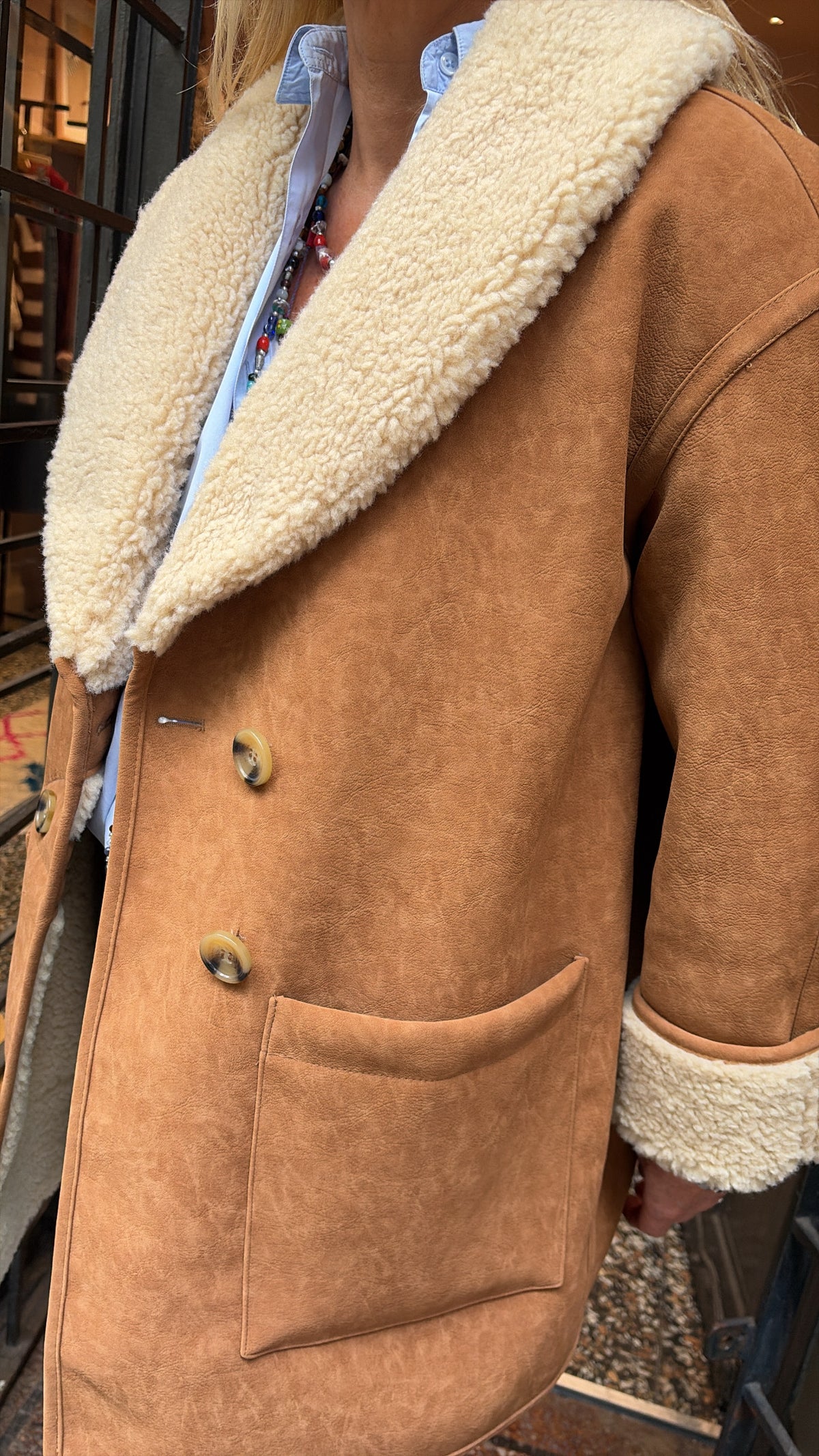 Manteau effet peau lainée Leon and Harper