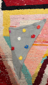 Bandana tricot gris fleurs Maison Badigo