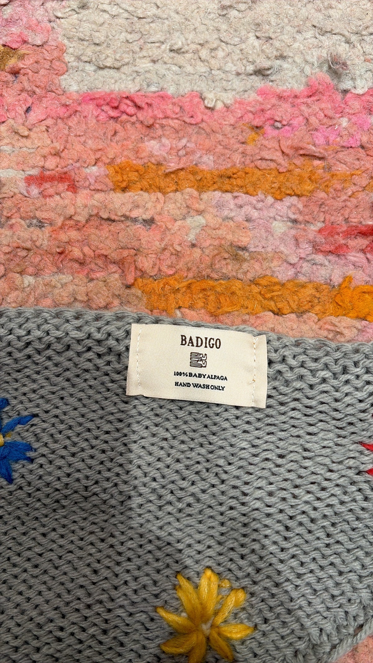 Bandana tricot gris fleurs Maison Badigo