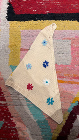 Bandana tricot écru fleurs Maison Badigo
