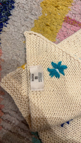 Bandana tricot écru fleurs Maison Badigo