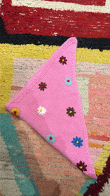 Bandana tricot rose fleurs Maison Badigo