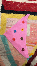 Bandana tricot rose fleurs Maison Badigo